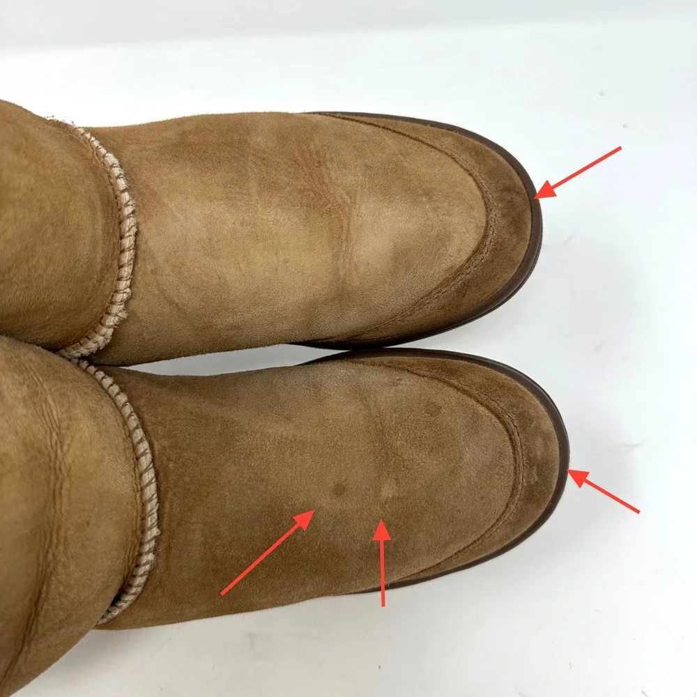 Ugg Australia Ultimate Short Suede‎ Shearling Boots Chestnut Brown Size 8